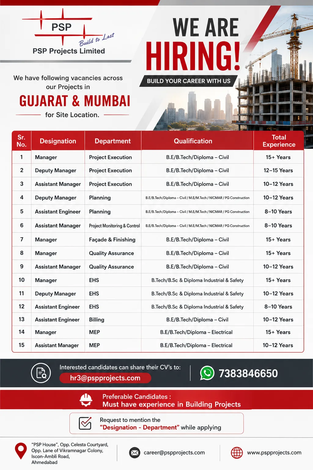 PSP Projects Hiring 2026