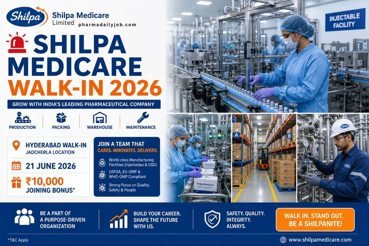 Shilpa Medicare Walk-In Drive 2026