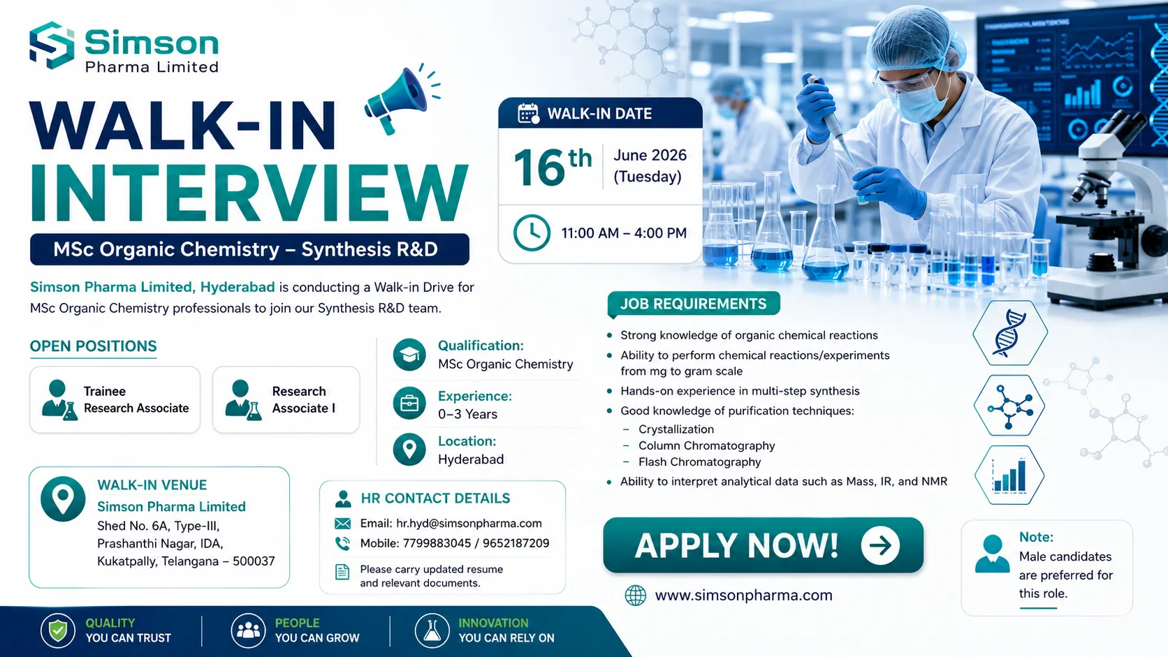 Simson Pharma Walk-In Interview 2026