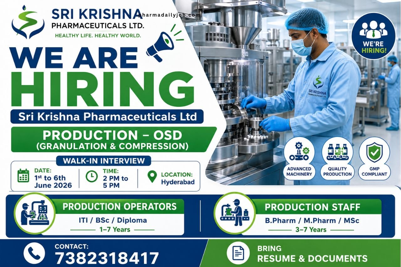 Sri Krishna Pharma Walk-In Drive 2026