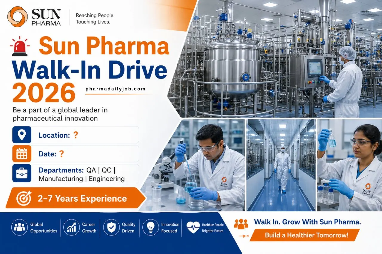 Sun Pharma Walk-In Drive 2026 Hyderabad