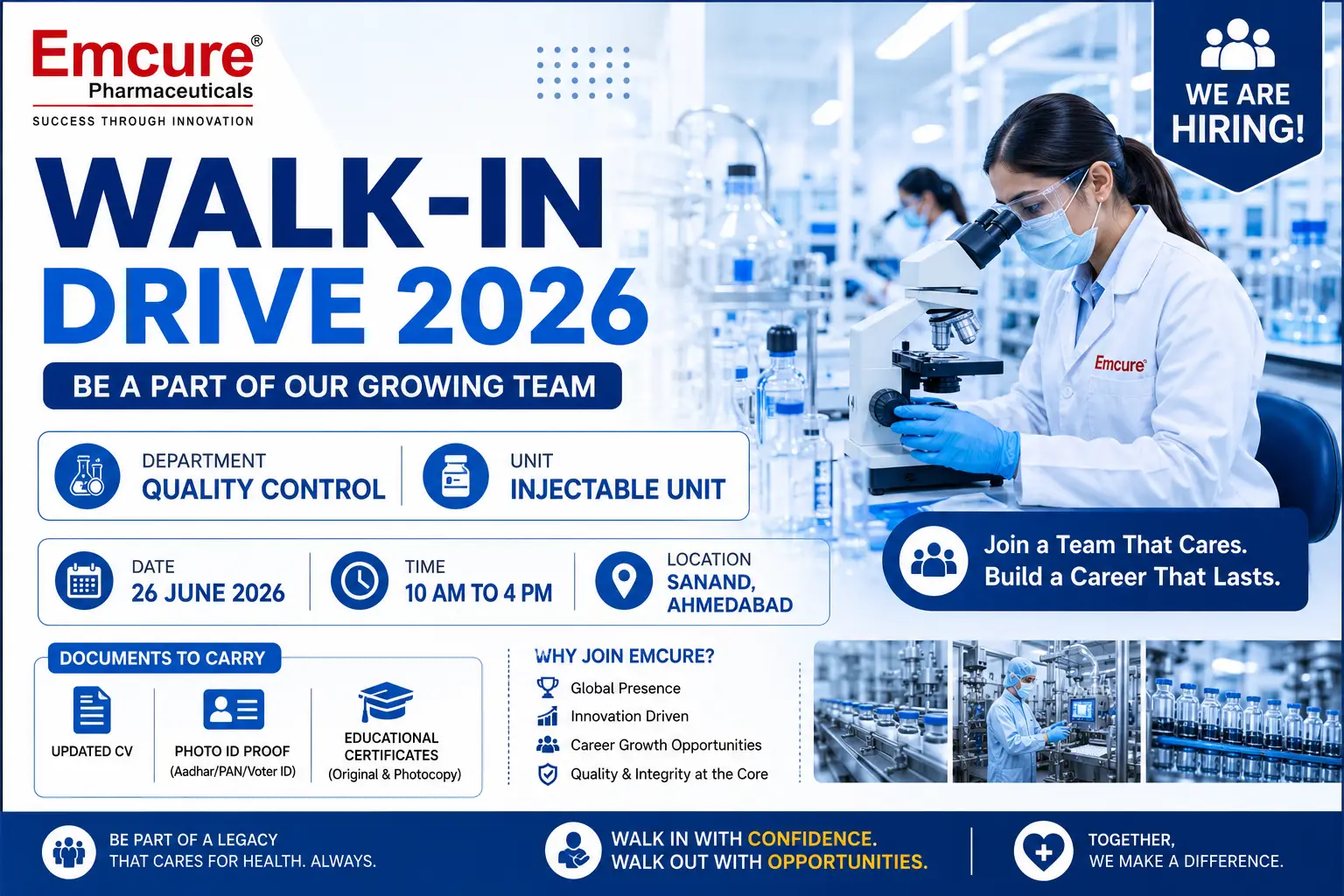 Emcure Pharma Walk-In Drive 2026