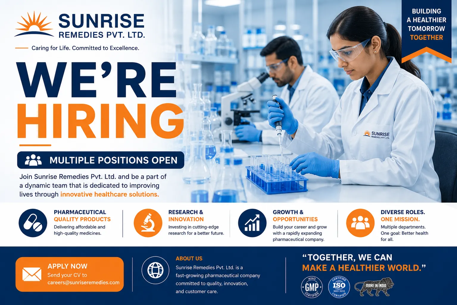 Sunrise Remedies Hiring 2026 | Pharma Jobs in India – Apply Now