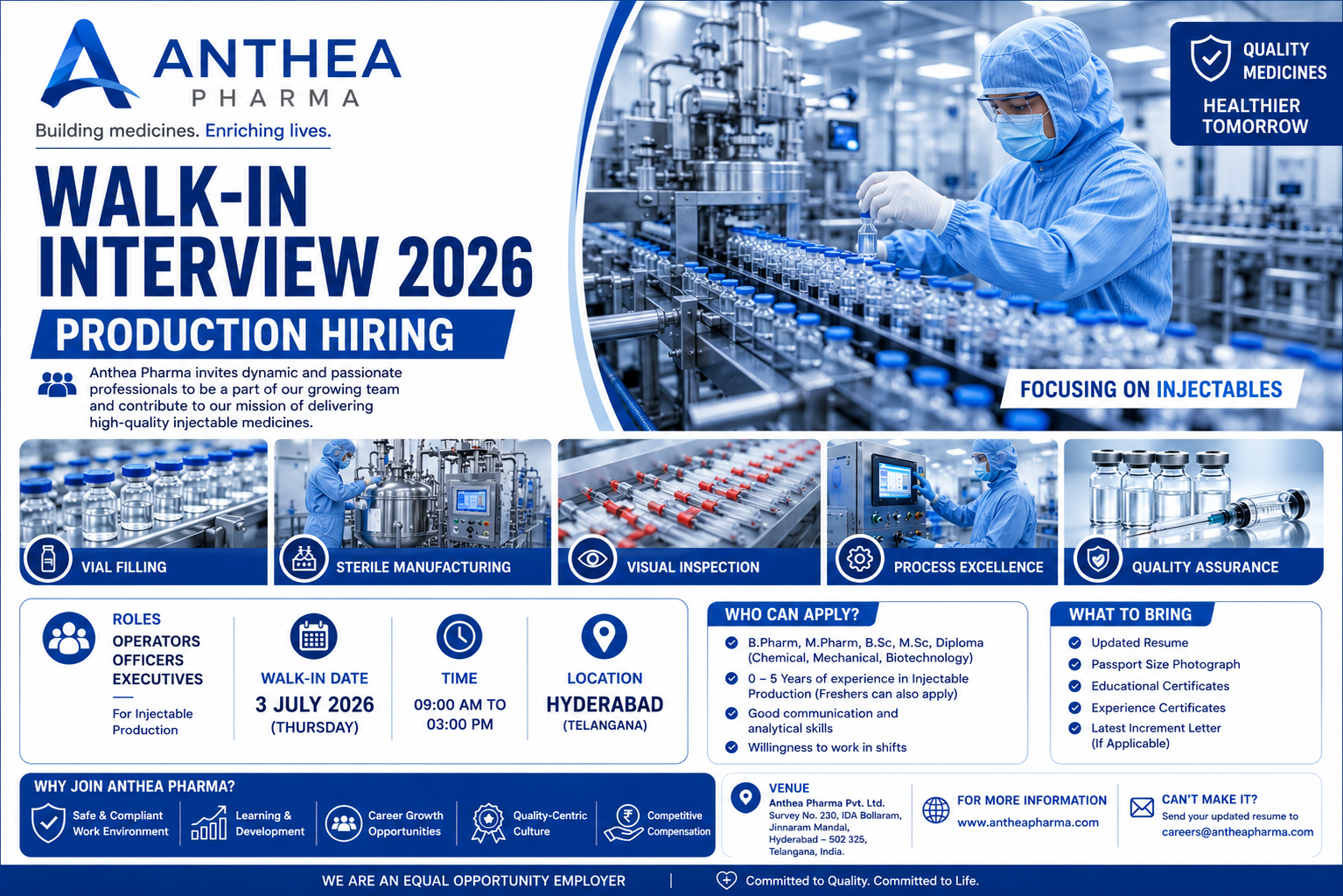 Anthea Pharma Walk-In Interview 2026