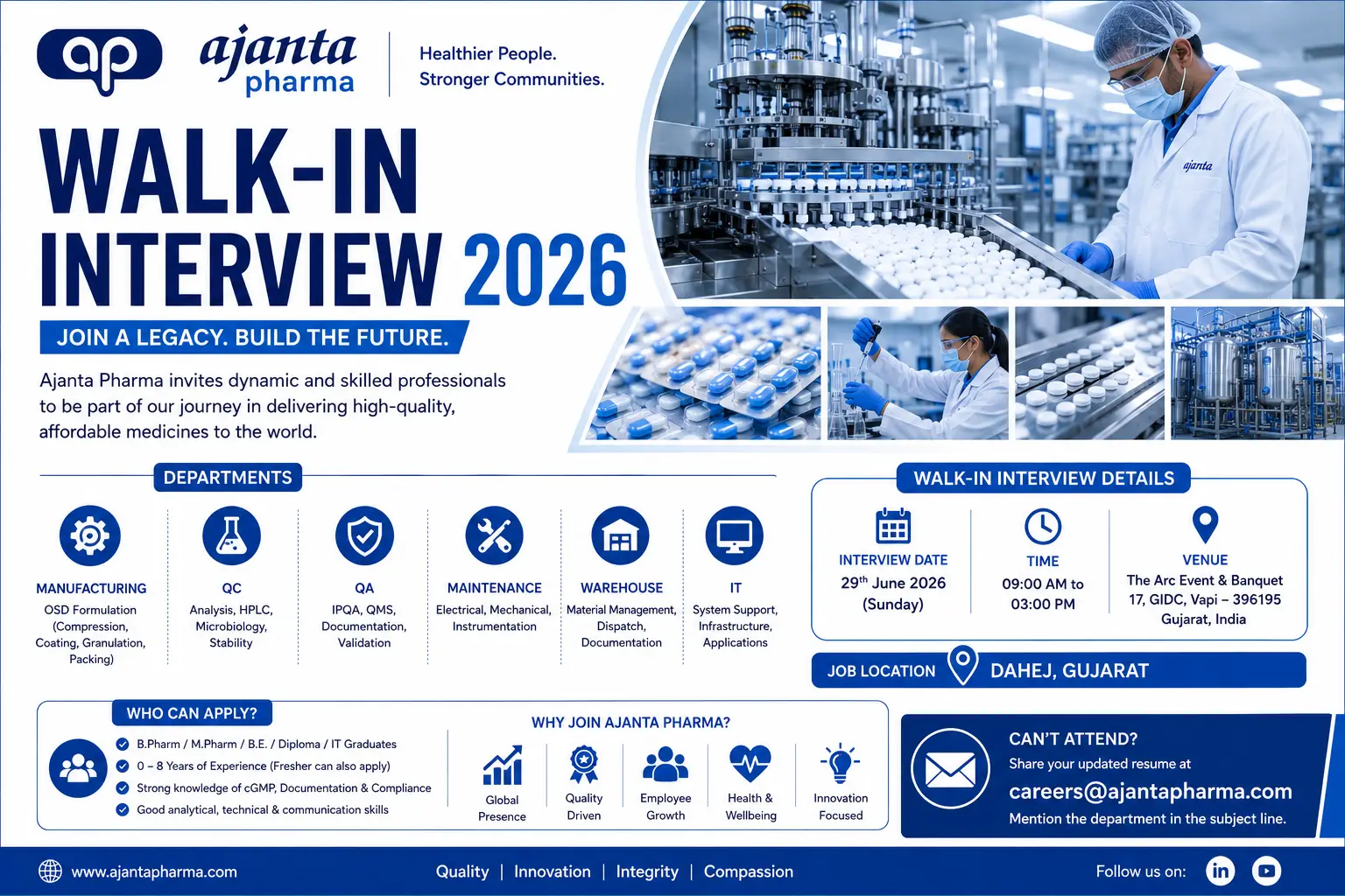 Ajanta Pharma Walk-In Interview 2026