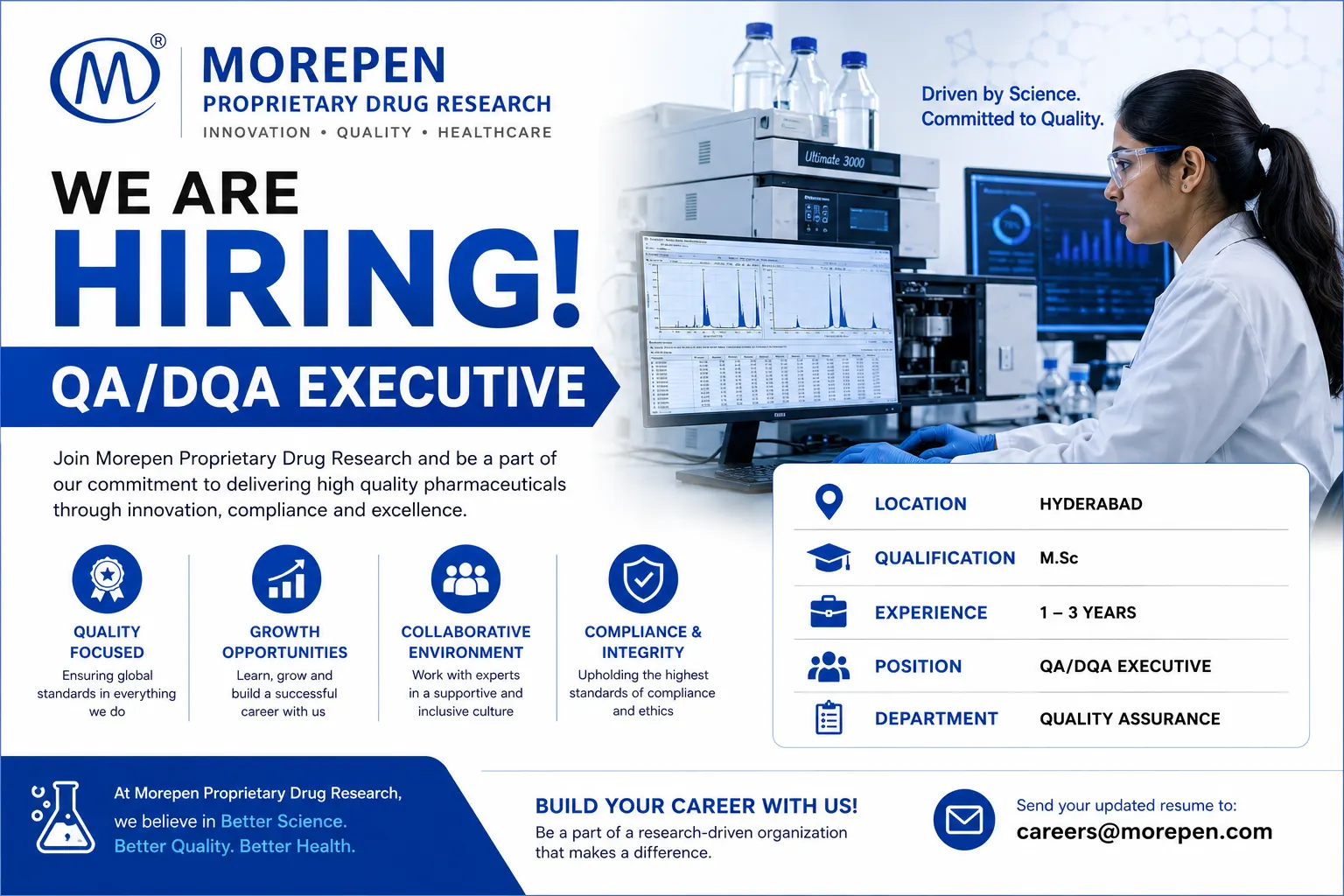 MOREPEN Hiring QA/DQA Executive 2026