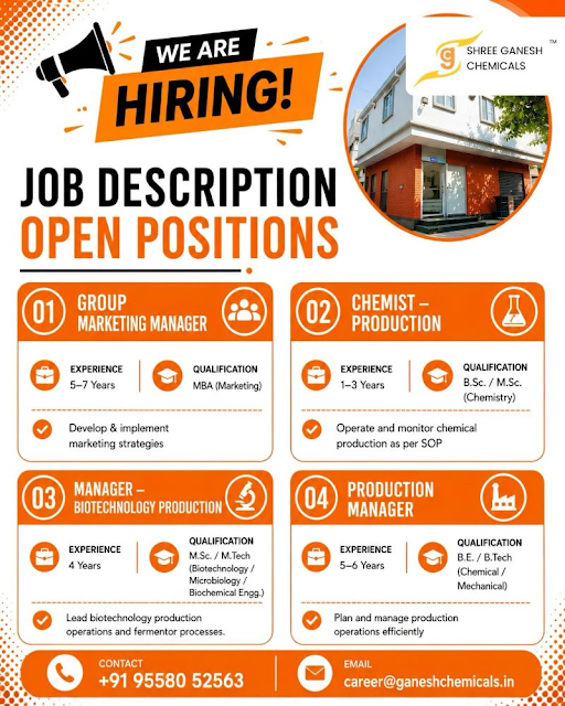 Shree Ganesh Chemicals Hiring 2026