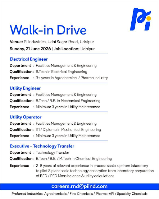 PI Industries Walk-In Interview