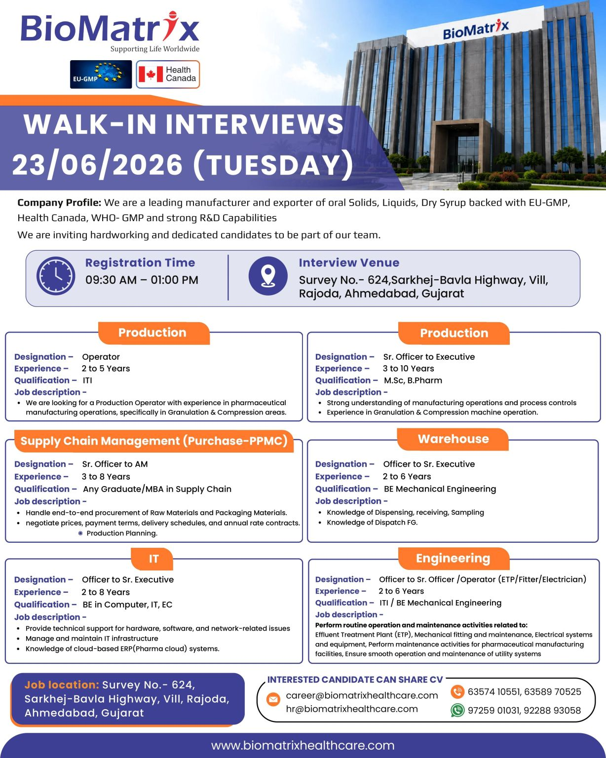 BioMatrix Healthcare Walk-In Interview 2026