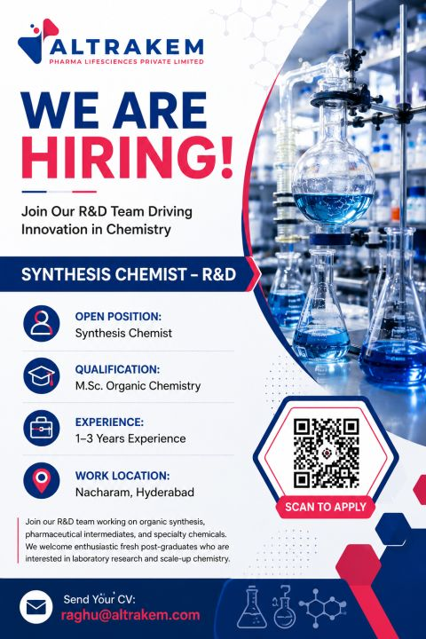 Altrakem Pharma Lifesciences Hiring Synthesis Chemist