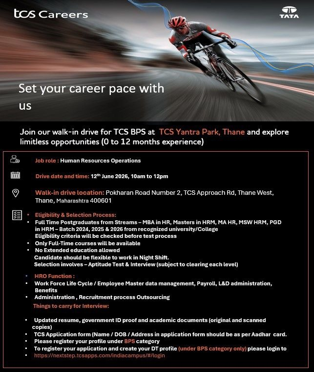 TCS BPS Walk-in Drive 2026