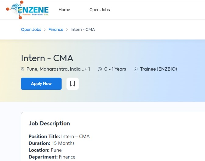 Enzene Internship 2026 Pune