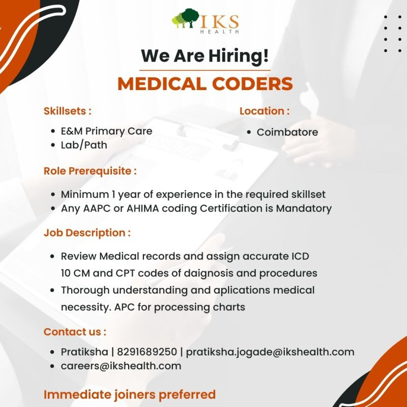 IKS Health Hiring Medical Coders in Coimbator