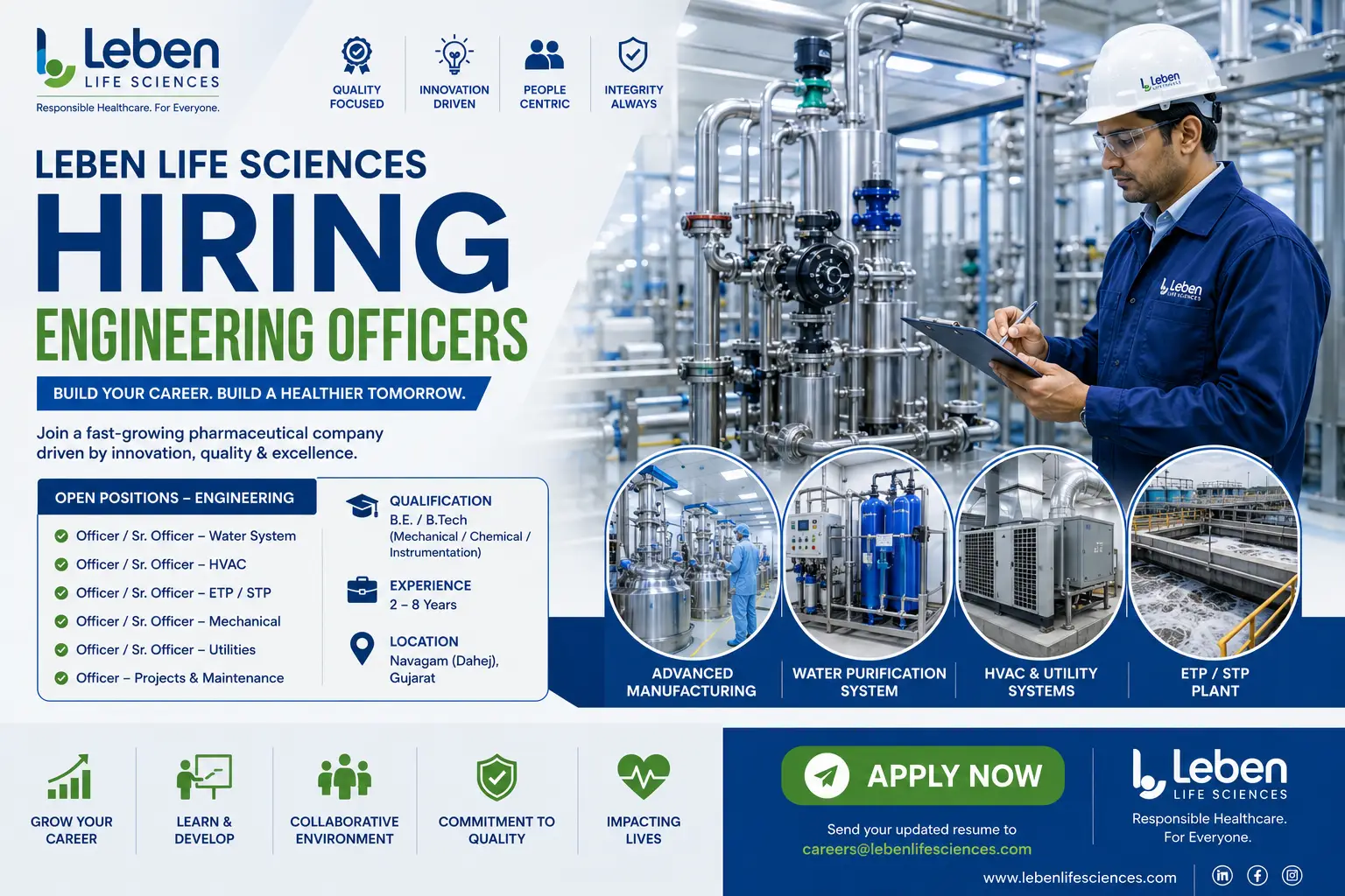 Leben Life Sciences Hiring Engineering Officers 2026 | Pharma Jobs in Akola
