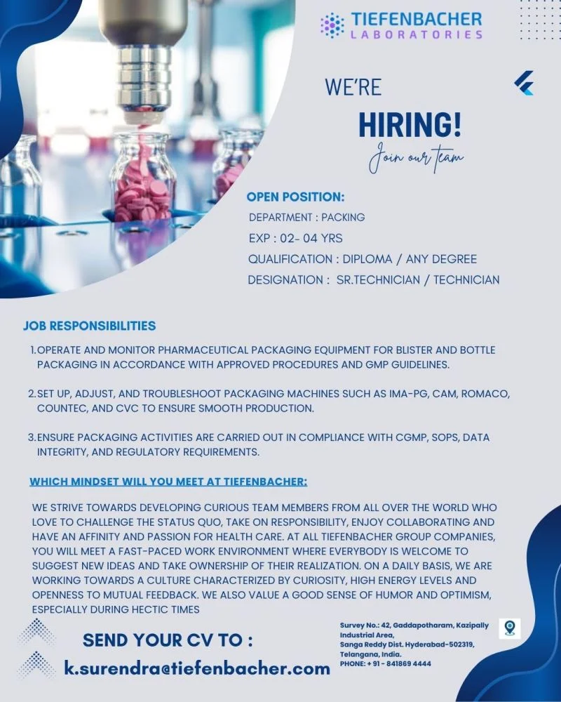 AET Laboratories Hiring Packing Technician & Sr. Technician