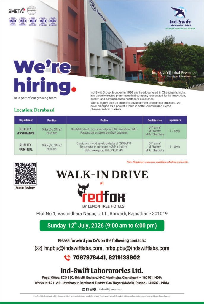 Ind-Swift Laboratories Walk-In 2026