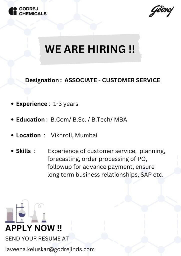 Godrej Industries Hiring Associate Customer Service Mumbai 2026 | Apply Now