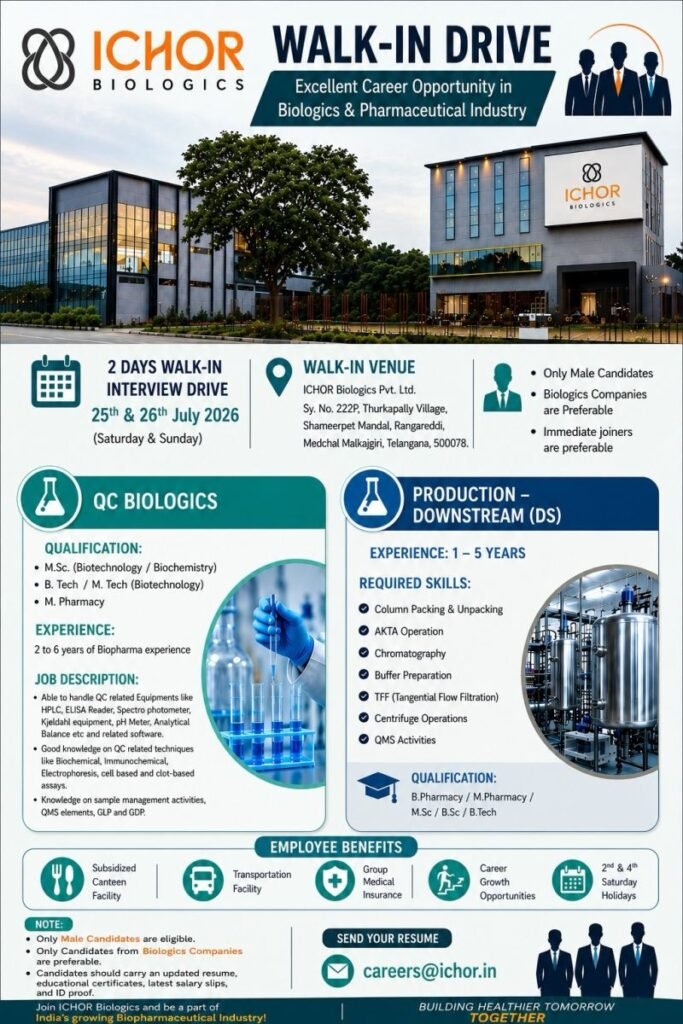 Ichor Biologics Walk-in Interview 2026
