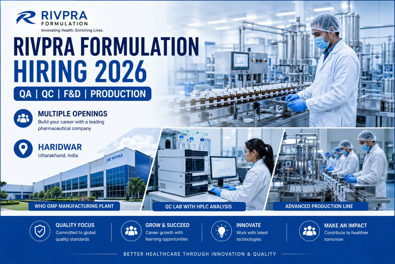 Rivpra Formulation Pharma Jobs 2026: QA, QC, F&D & Production Hiring in Haridwar