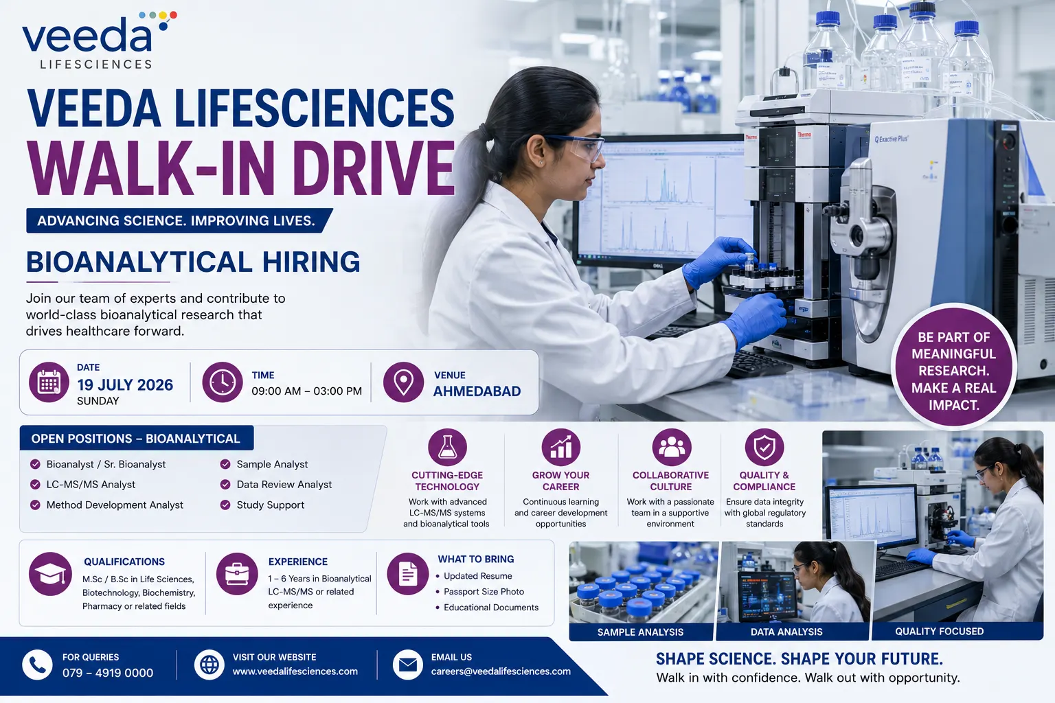 Veeda Lifesciences Walk-in Interview 2026 | Bioanalytical Research Jobs Ahmedabad