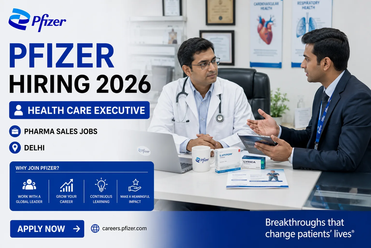 Pfizer Hiring Health Care Executive in Delhi | Pharma Sales Jobs 2026 (Apply Now)
