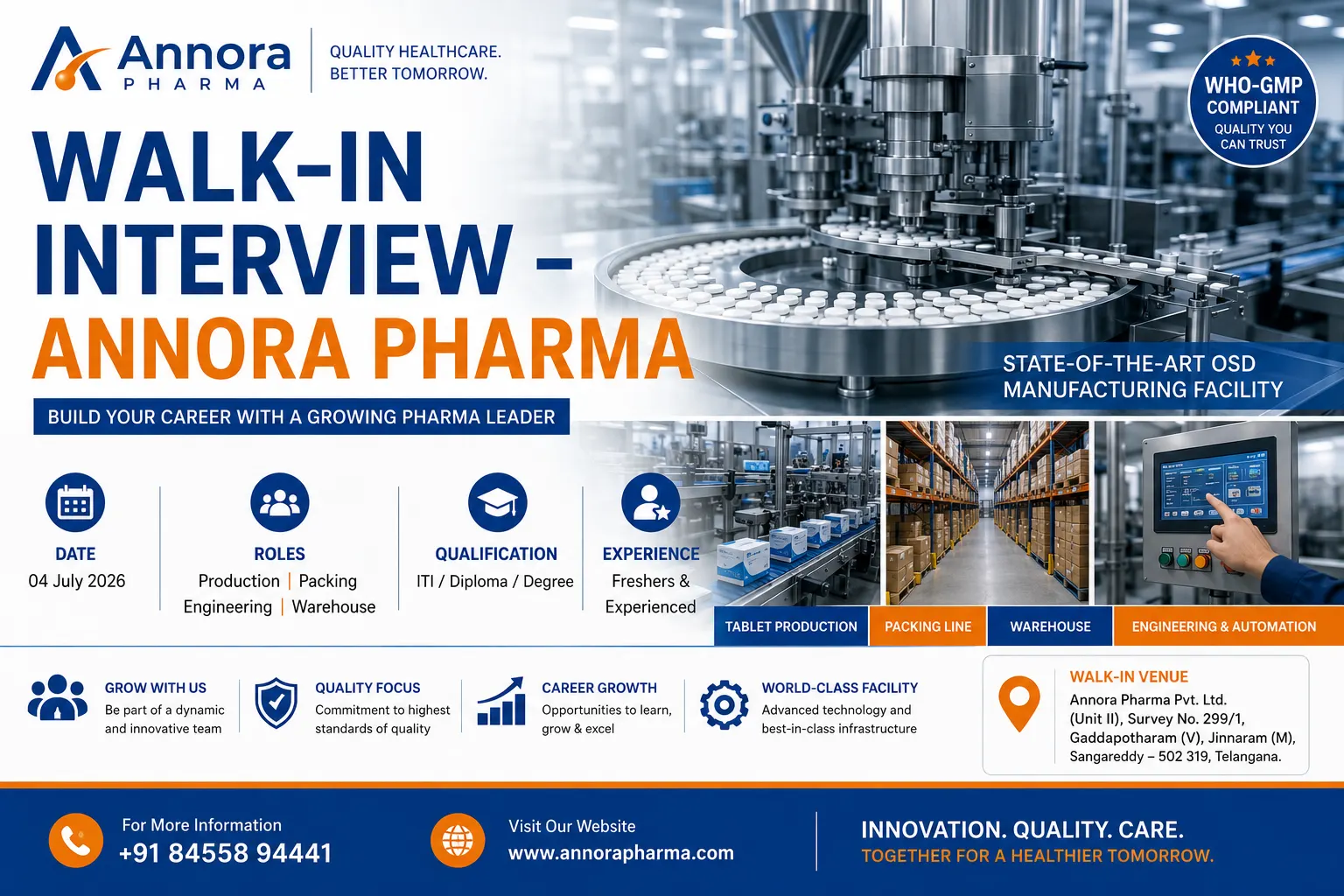 Annora Pharma Walk-in Interview 2026
