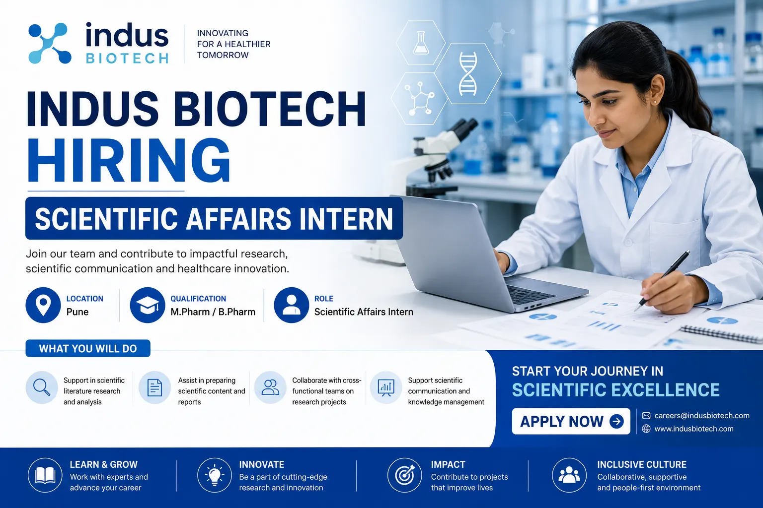 Indus Biotech Hiring Scientific Affairs Intern in Pune