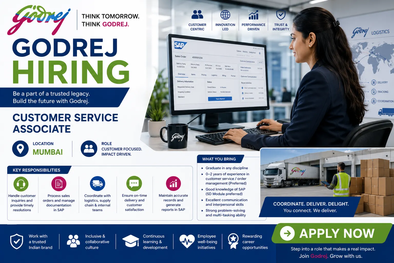 Godrej Industries Hiring Associate Customer Service Mumbai 2026 | Apply Now