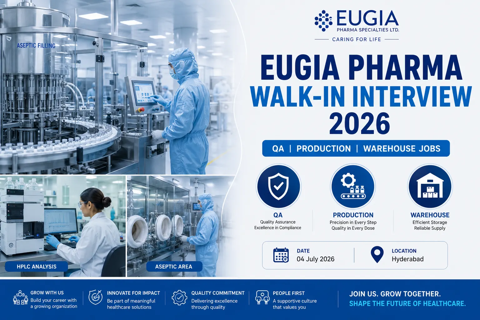 Eugia Pharma Walk-in Interview 2026
