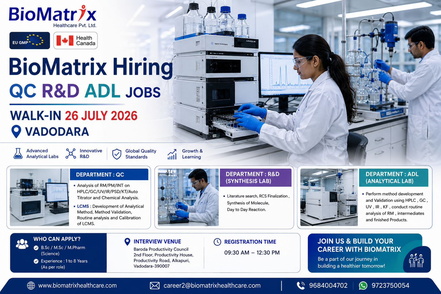 BioMatrix Pharma Walk-in Jobs 2026