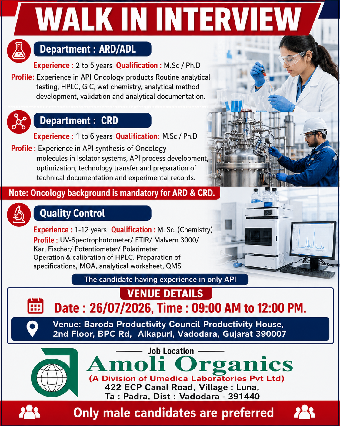 Amoli Organics Walk-in Jobs 2026