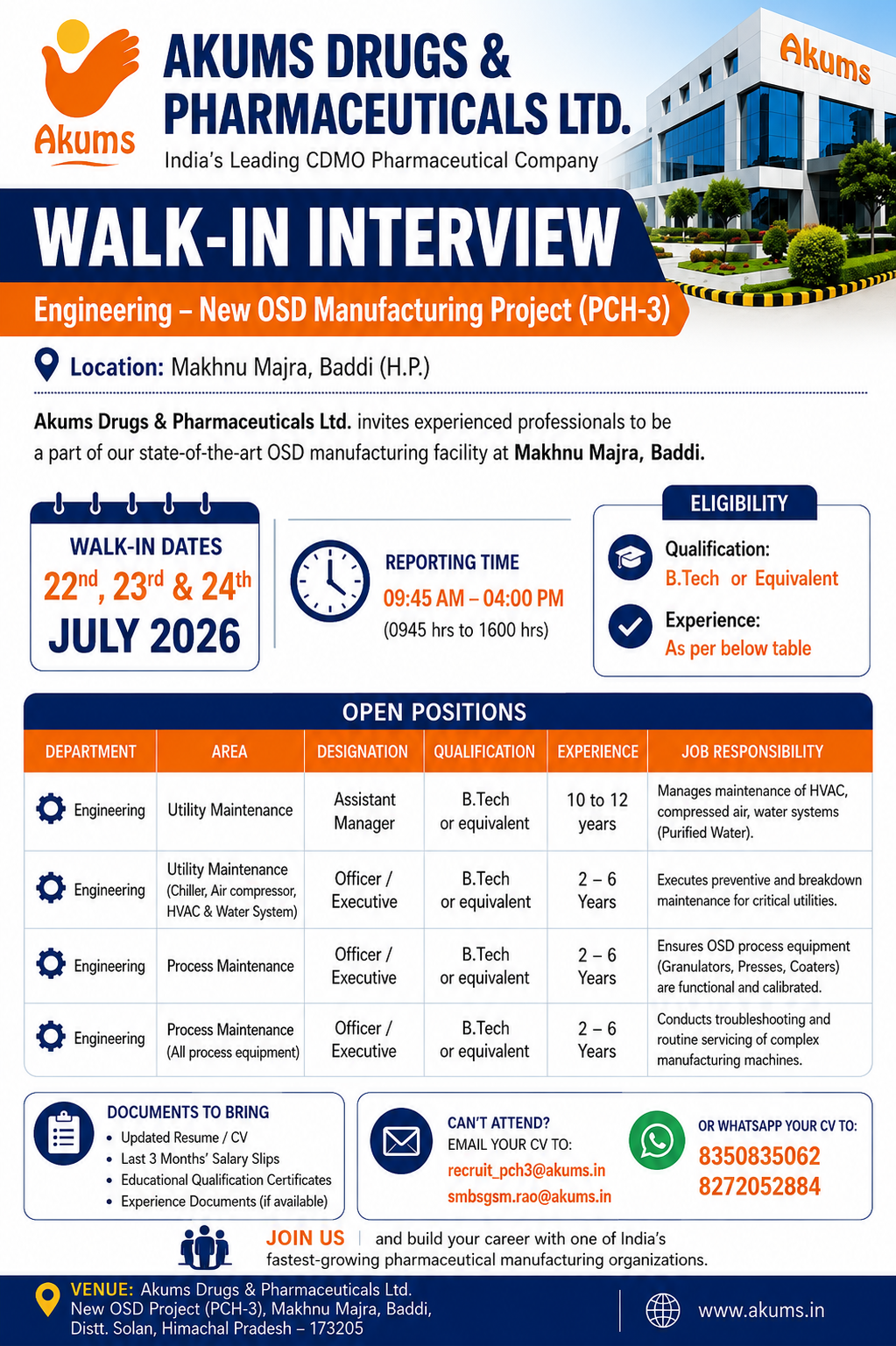Akums Engineering Walk-in 2026