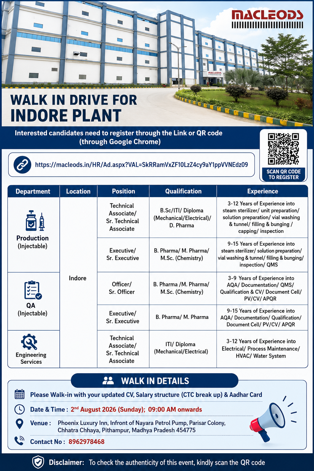 Macleods Pharma Walk-In Drive 2026