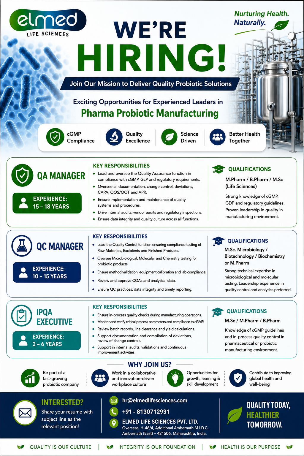 Elmed Lifesciences Hiring 2026