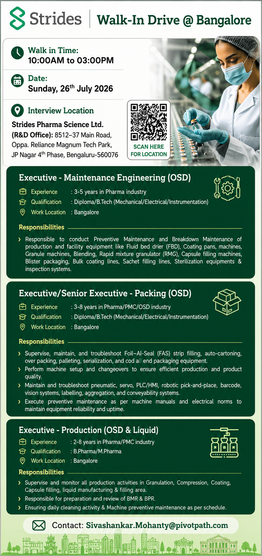 Strides Pharma Hiring 2026: Walk-In for Production & Engineering Jobs