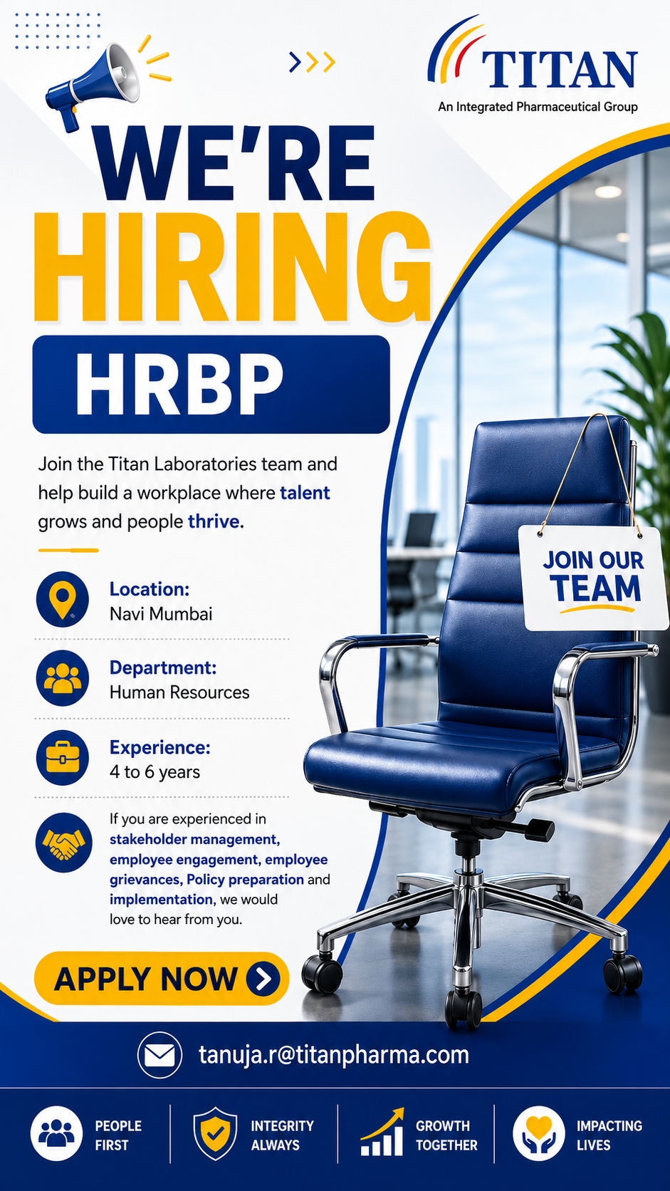 HRBP Job in Navi Mumbai | Titan Laboratories Careers 2026