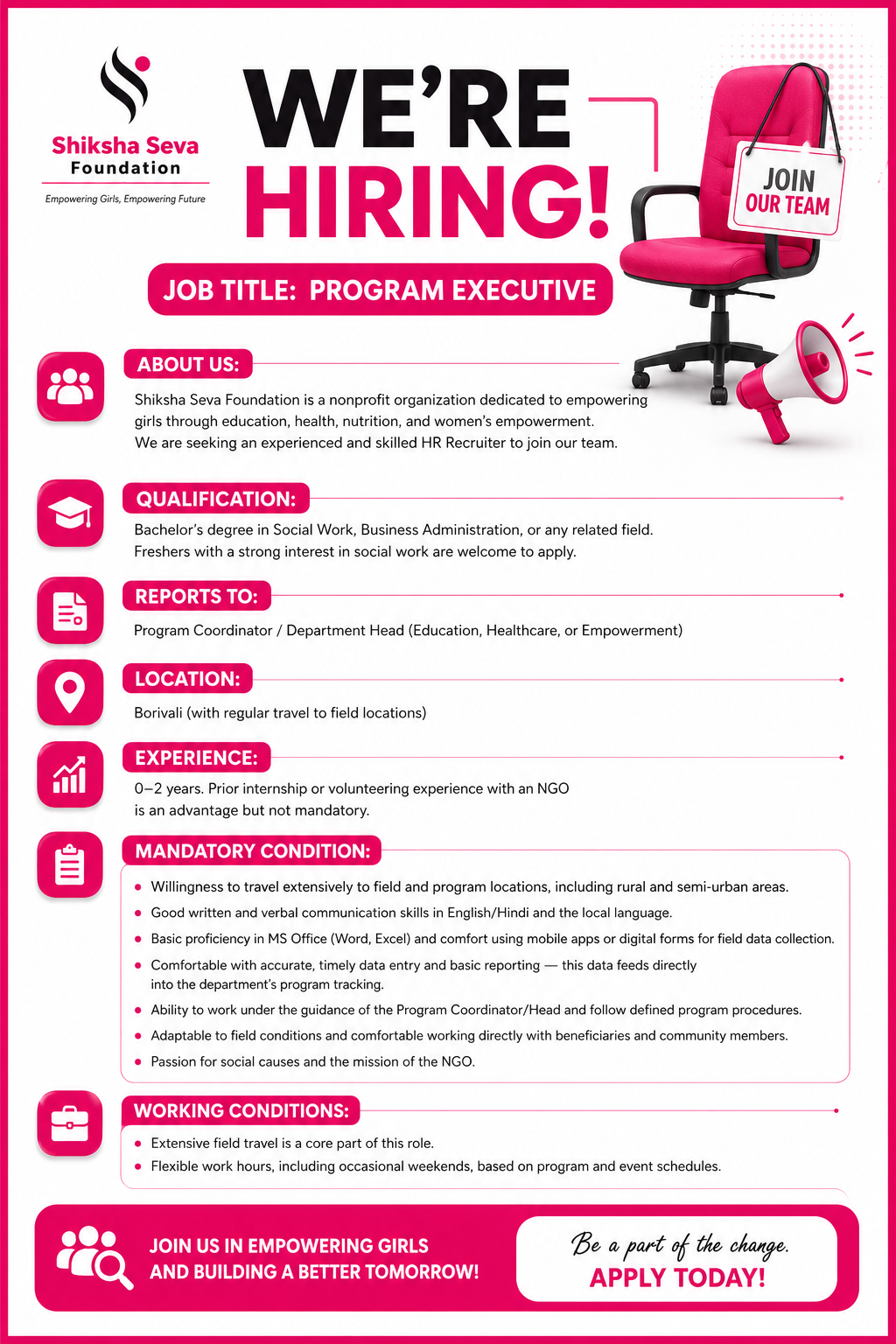 Shiksha Seva Foundation Hiring 2026