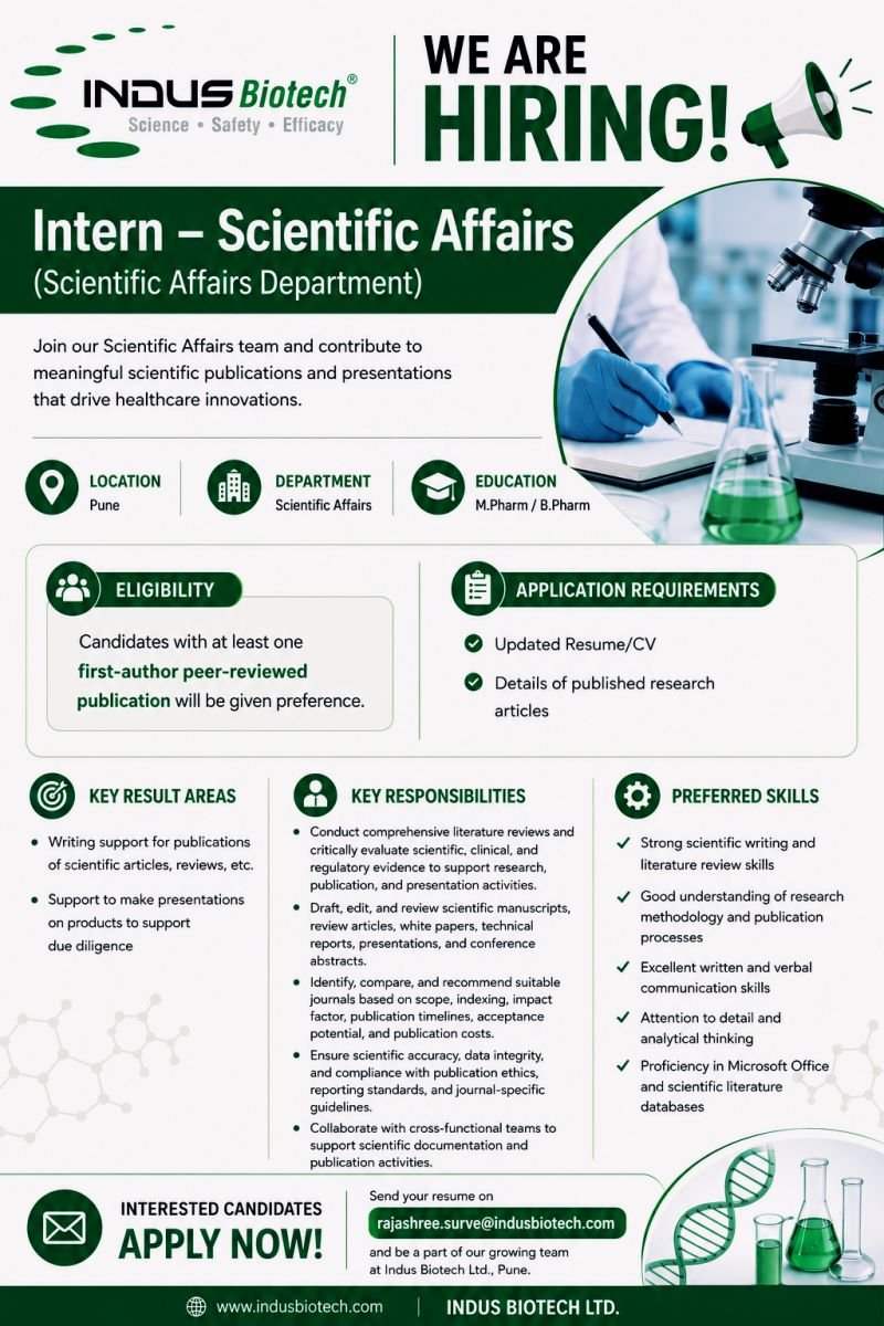 Indus Biotech Hiring Pharma Freshers