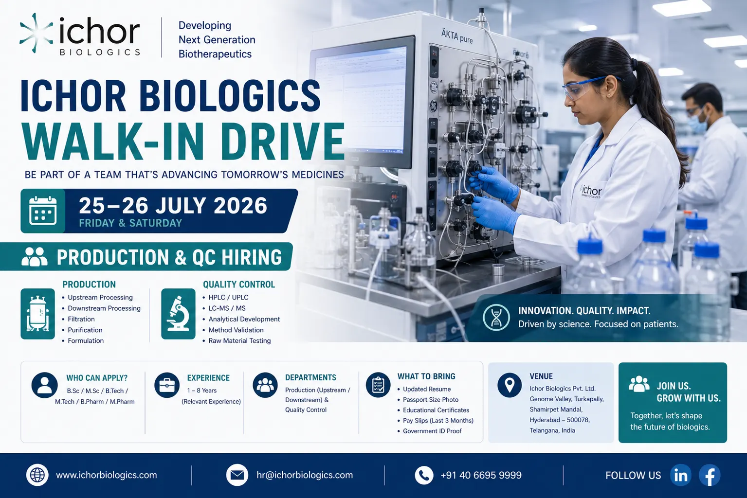 Ichor Biologics Walk-in Interview 2026
