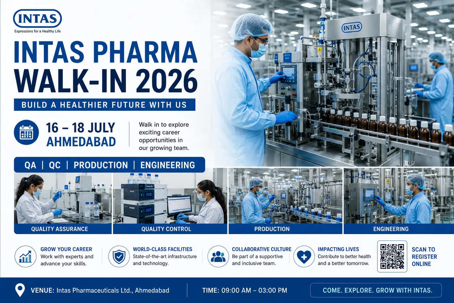 Intas Pharmaceuticals Walk-In Drive 2026: Pharma Jobs in Ahmedabad (16–18 July)