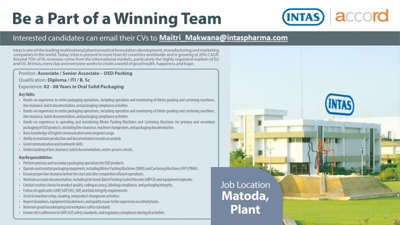 Intas Pharmaceuticals Hiring 2026