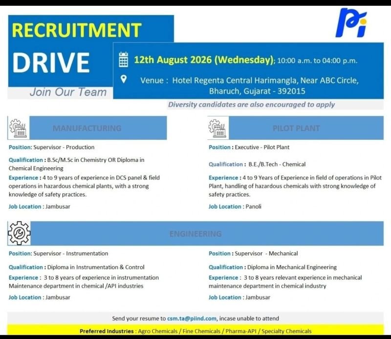 PI Industries Walk-In Interview 2026