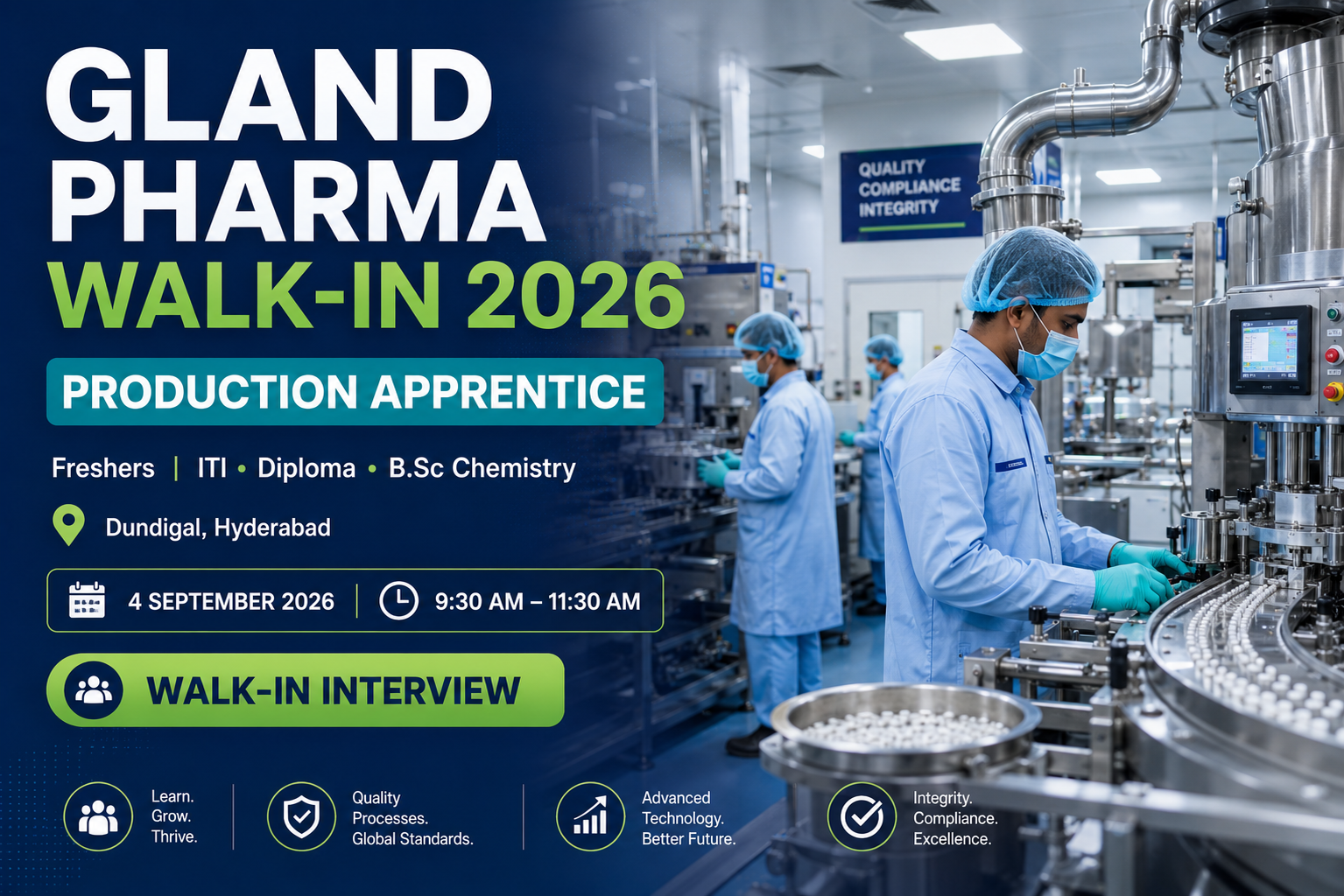 Gland Pharma Mega Apprentice Walk-In Interview 2026