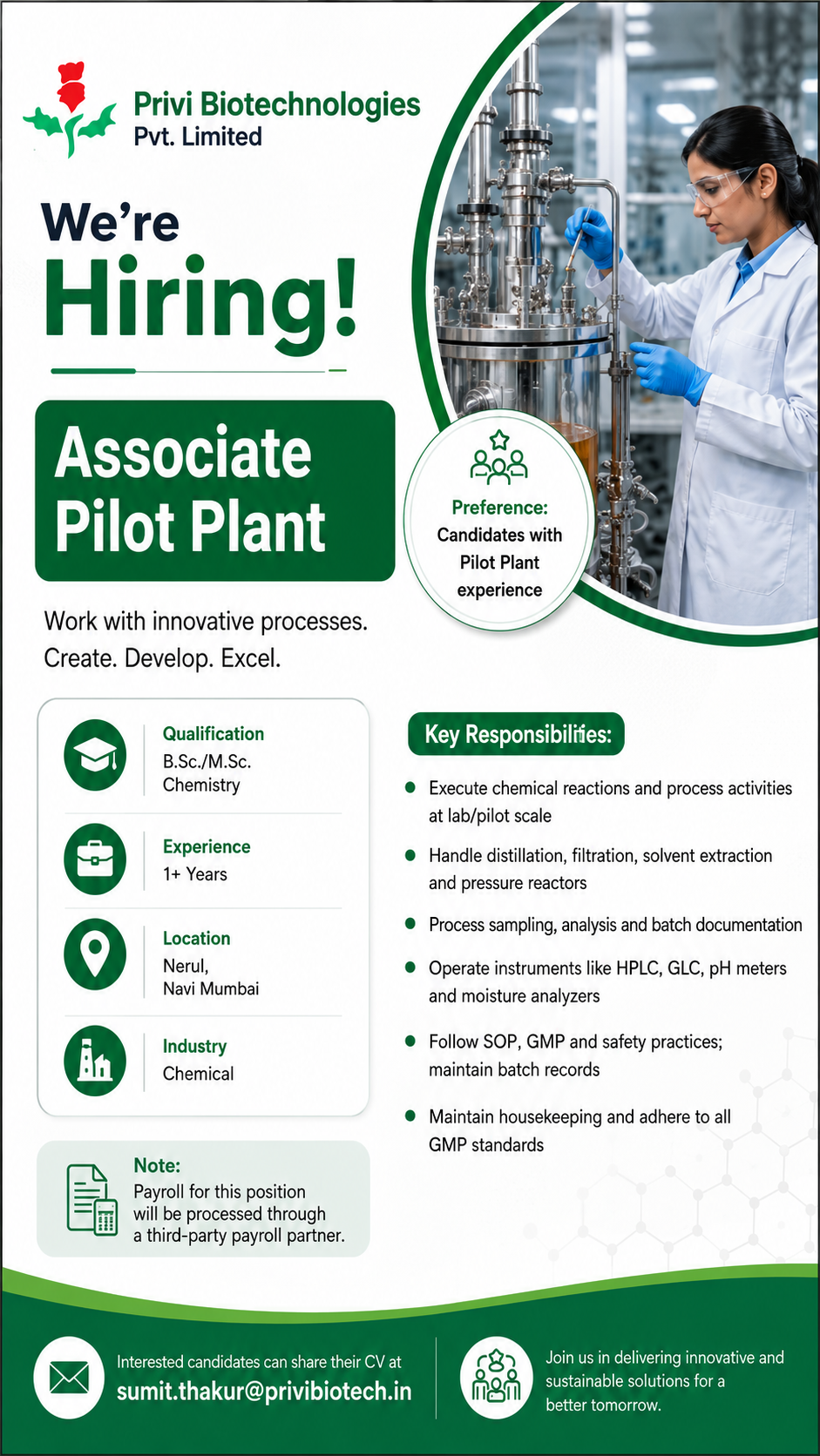 Privi Biotechnologies Hiring 2026