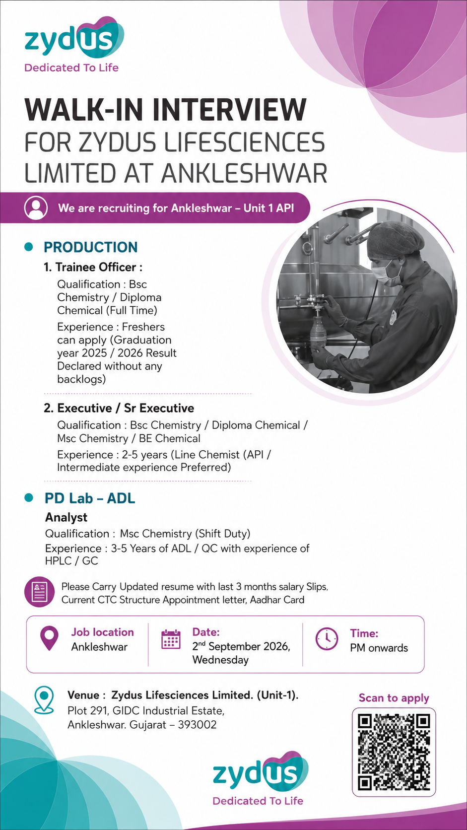 Zydus Lifesciences Walk-In Interview 2026