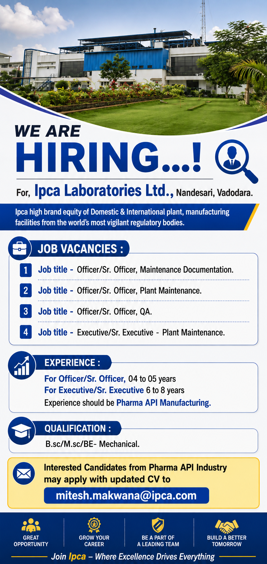 Ipca Laboratories Hiring 2026