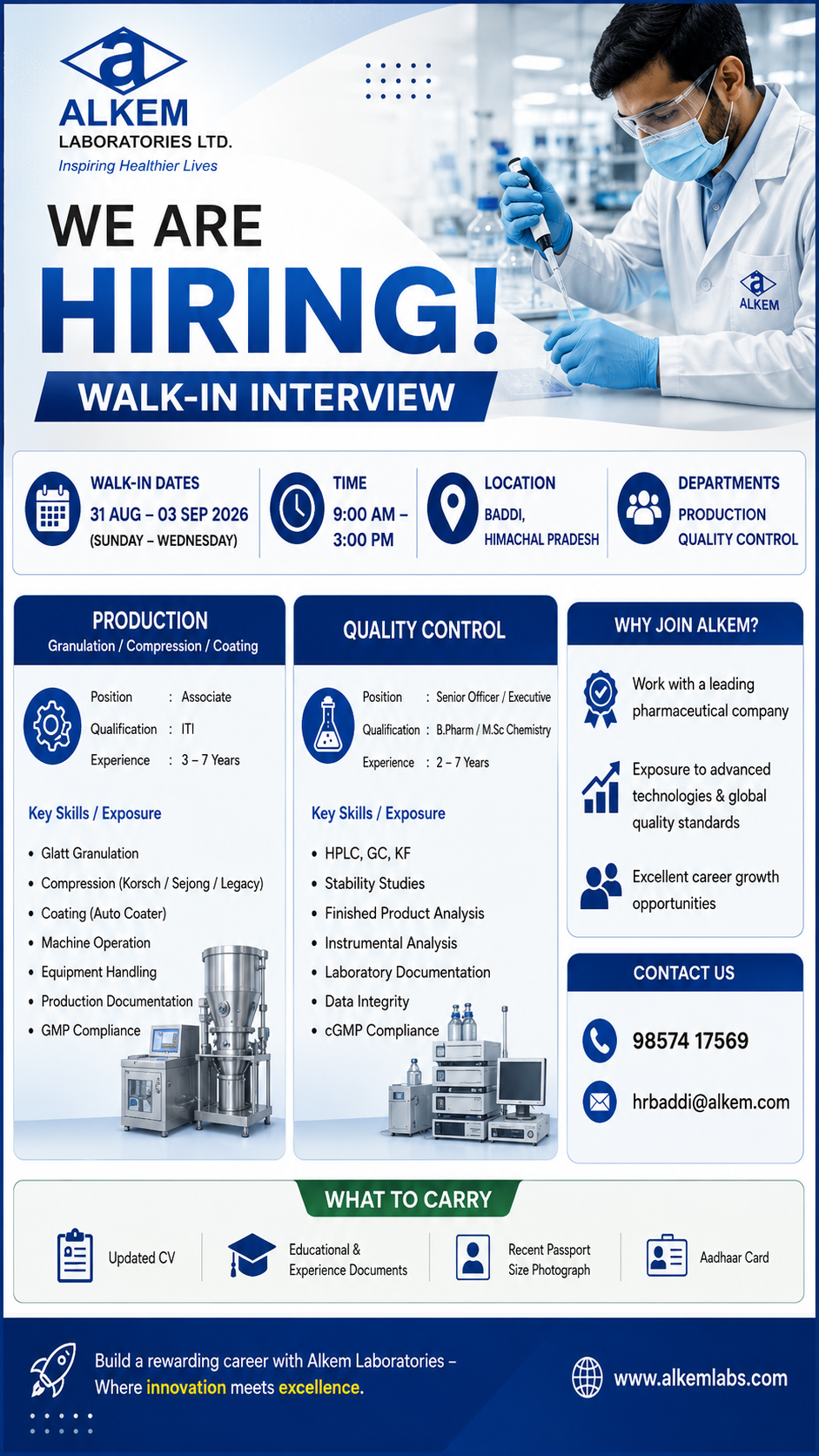 Alkem Laboratories Walk-In Interview 2026