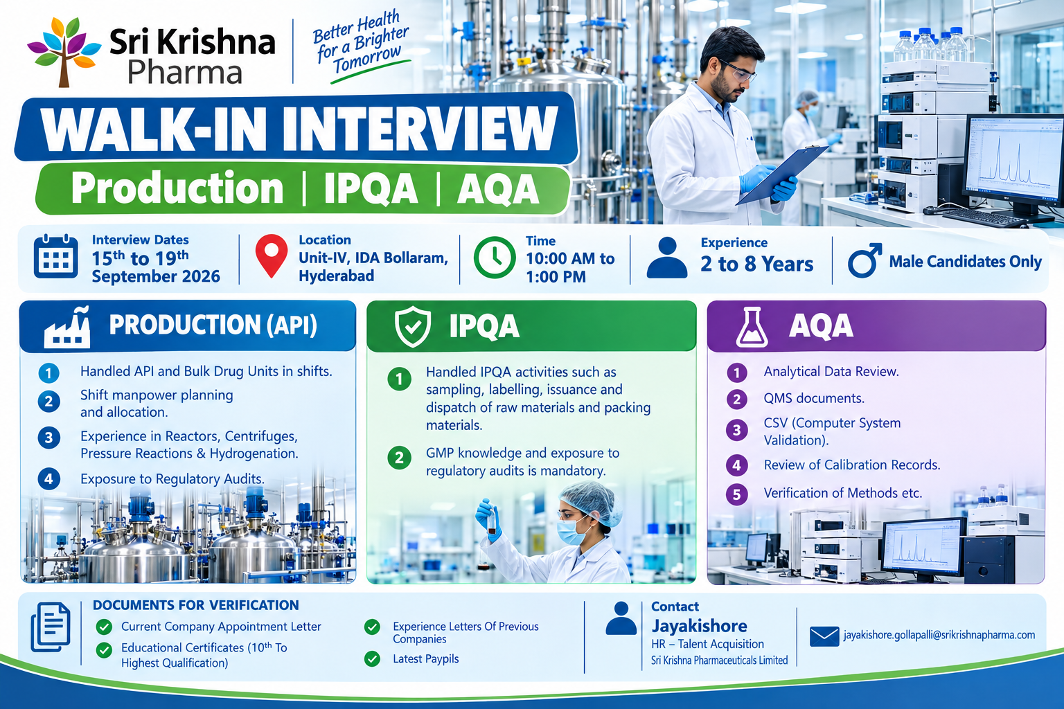 Sri Krishna Pharma Walk-In Interview 2026