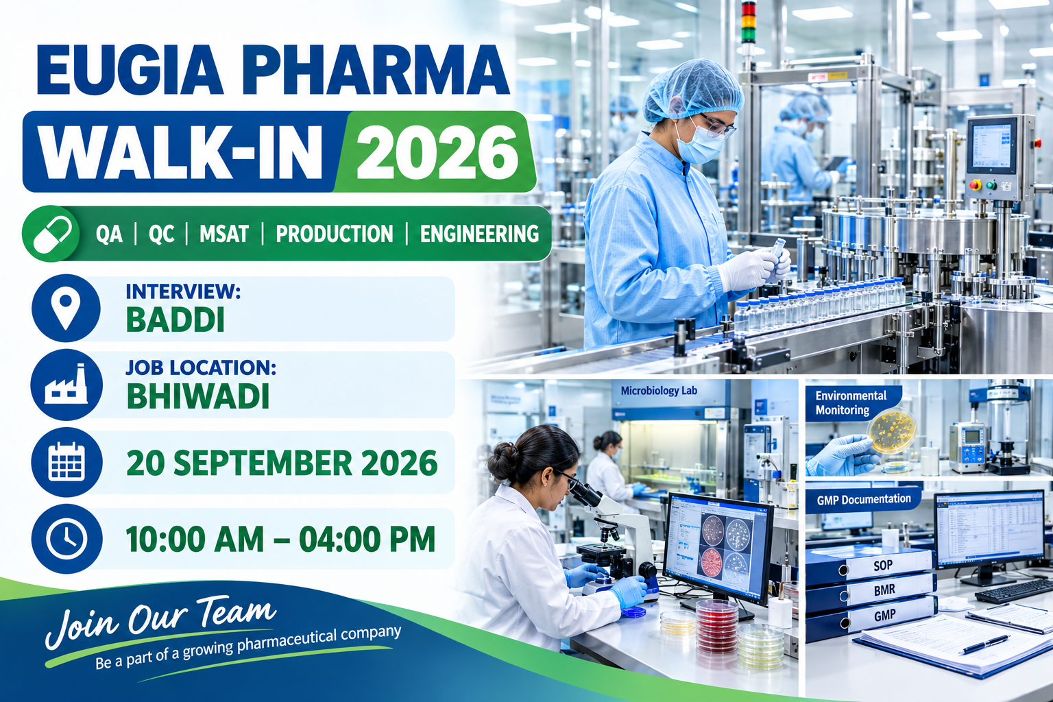 Eugia Pharma Walk-In Interview 2026