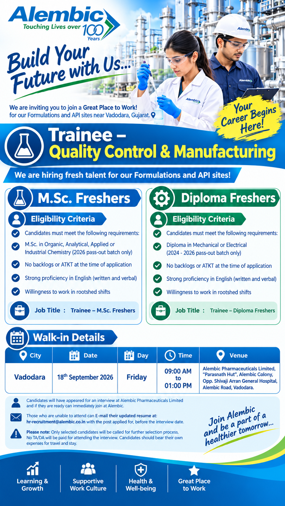 Alembic Pharmaceuticals Walk-In Interview 2026